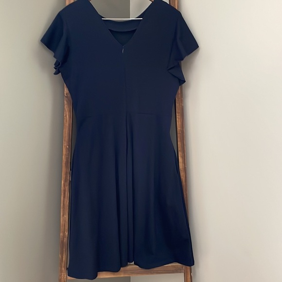 HELYO Women's Semi-Formal Ruffle Sleeves V-Back Work fit and flare dress. (NWT) - Picture 5 of 14